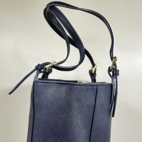 Tory Burch York Buckle Tote, Navy Saffiano Leather - Picture 6 of 14